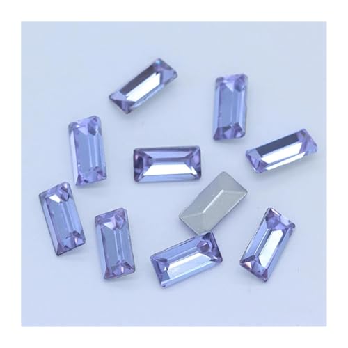 YKMYXZ, Farben Rechteck Punkt Folie Rückseite Glas Stein Facettierte Kristall Strass Nail Art Dekoration DIY Schmuck Machen Perlen(Light Purple,10x30mm 4pcs) von YKMYXZ
