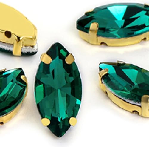 YKMYXZ, Glas-Strasssteine ​​in Pferdeaugen-/Blattform mit Kralle for Aufnähen, Kristallstein, Strass-Diamant for Kleidung, Nähzubehör(Green,9X18mm 50pcs) von YKMYXZ