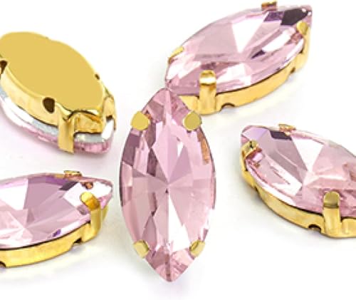 YKMYXZ, Glas-Strasssteine ​​in Pferdeaugen-/Blattform mit Kralle for Aufnähen, Kristallstein, Strass-Diamant for Kleidung, Nähzubehör(Pink,4X8mm 50pcs) von YKMYXZ