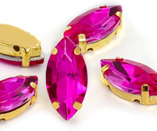 YKMYXZ, Glas-Strasssteine ​​in Pferdeaugen-/Blattform mit Kralle for Aufnähen, Kristallstein, Strass-Diamant for Kleidung, Nähzubehör(Rose Red,9X18mm 50pcs) von YKMYXZ