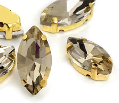 YKMYXZ, Glas-Strasssteine ​​in Pferdeaugen-/Blattform mit Kralle for Aufnähen, Kristallstein, Strass-Diamant for Kleidung, Nähzubehör(Silver,9X18mm 50pcs) von YKMYXZ