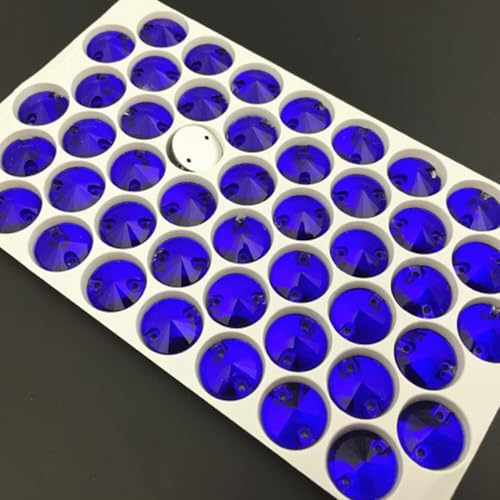 YKMYXZ, Rivoli-Strasssteine ​​zum Aufnähen, runde Perlen, Glaskristall, mehrere bunte Nähsteine ​​mit flacher Rückseite for Hochzeitskleider, DIY-Befestigungstuch(Blue,8mm 84pcs) von YKMYXZ