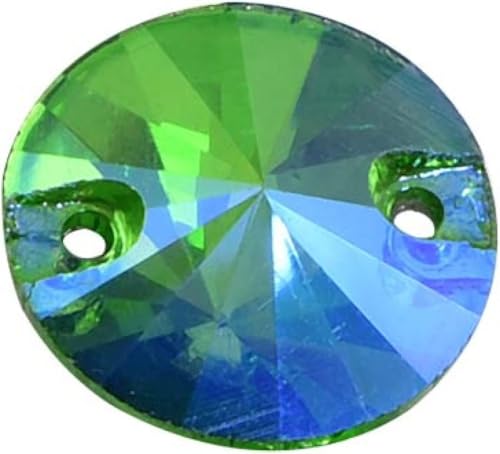 YKMYXZ, Runder Rivoli Bester Glaskristall AB Aufnäher Strass Viele Farben Flatback Glasstein Nähen Strass Hochzeitskleid(Emerald Ab) von YKMYXZ