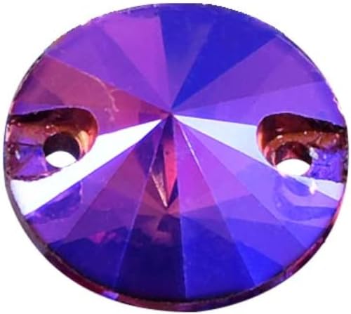 YKMYXZ, Runder Rivoli Bester Glaskristall AB Aufnäher Strass Viele Farben Flatback Glasstein Nähen Strass Hochzeitskleid(Light Amethyst Ab) von YKMYXZ