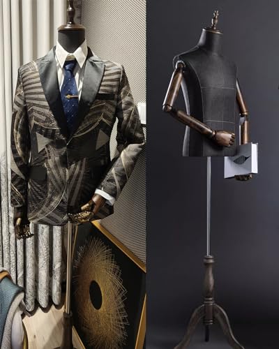 YKMYXZ, Schneiderpuppe zur Kleiderpräsentation, realistischer Halbkörper-Schneiderpuppen-Torso, Puppenständer mit Stativbasis(Brown Wood) von YKMYXZ