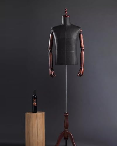 YKMYXZ, Schneiderpuppe zur Kleiderpräsentation, realistischer Halbkörper-Schneiderpuppen-Torso, Puppenständer mit Stativbasis(Red Wood) von YKMYXZ