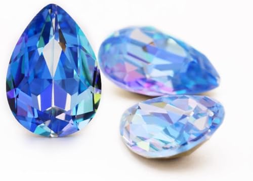 YKMYXZ, Strasssteine ​​Kristallblau Laser Strass Hotfix Kristallstein Glas Strasssteine ​​für Kleidung Steine ​​Dekor Kleidungsstück Applikation(13X18mm 5pcs) von YKMYXZ