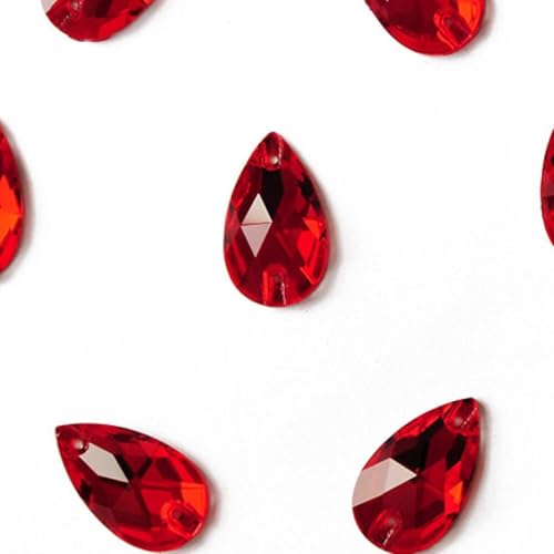 YKMYXZ, Teardrop Light Siam Aufnäher Steine ​​Rot Glas Kristall Nähen Strass Tropfen Strass Dekor for Kleidung(11x18mm 24pcs) von YKMYXZ
