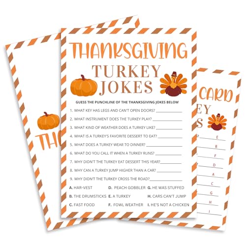 Thanksgiving-Party-Spiel-Set - 30-teiliges Themenspiel "Top Answers", Türkei und Kürbis-Muster, Verzierung, Thanksgiving-Aktivitäten für Familie und Freunde, Herbst-Party, erhöht die interaktive von YKYENR
