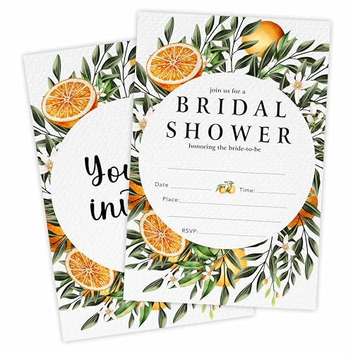 YKYENR Einladungen zur Brautparty, Orangen und Gliedmaßen, 10,2 x 15,2 cm, 25 Karten und Umschläge, für Hochzeitsfeiern, Brautpaare, Partys und Empfänge, A15 YKYENR Einladungen zur Brautparty, Orangen und Gliedmaßen, 10,2 x 15,2 cm, 25 Karten und Umschläge, für Hochzeitsfeiern, Brautpaare, Partys und Empfänge, A15 von YKYENR