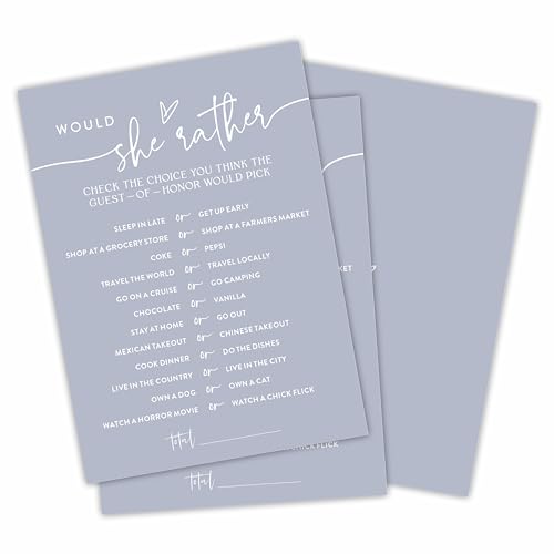YKYENR Would She Rather Spielkarten für Brautparty (30 Stück), Minimalismus, zementgrau, Hochzeitsfeier, Spielkarten, Mr & Mrs, Verlobungsfeier, Brautparty, Party-Spiele und Aktivitäten – D02 von YKYENR