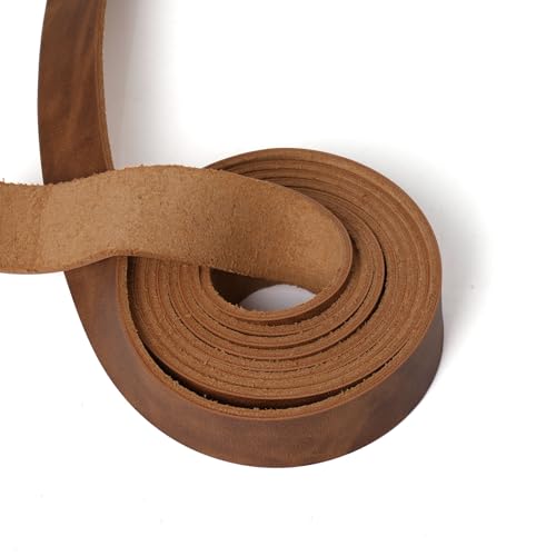 YKYUASD Lederband, 2,5 cm breit, Lederstreifen zum Basteln, Ledergürtel, einseitig, 200 cm lang, für Bastelarbeiten, Wickelgürtel (braun) von YKYUASD