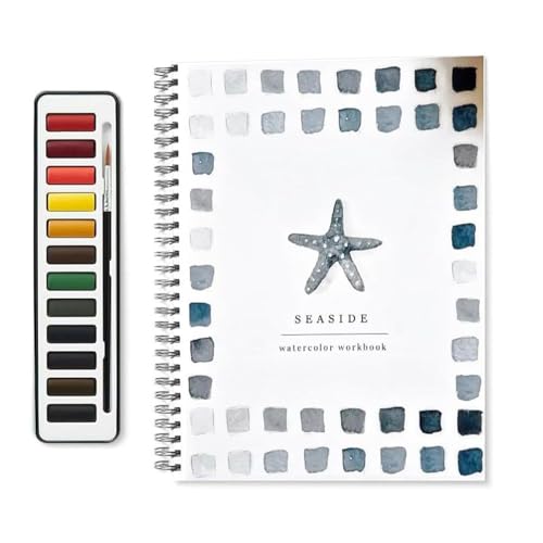 Aquarell-Arbeitsbuch für Anfänger, 12-Farben-Aquarellfarben-Set mit Pinseln, Malsets für Kunsthandwerk, Aquarellbücher für Kinder, Erwachsene, Jugendliche, Jungen & Mädchen (C) von YLBHYIRSJF