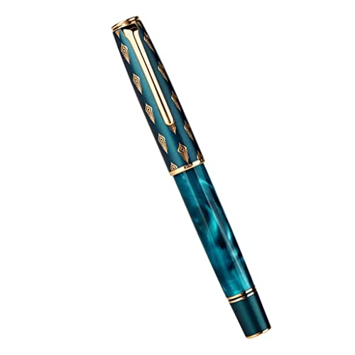 Füllfederhalter, atemberaubender Luxus-Füllfederhalter, extrafeine Feder, glatter Schreibstift, Kalligrafiestift, perfekt für Männer und Frauen, Federstift, Tintenstift, tragbar (grüne F-Feder) von YLGTYUIK