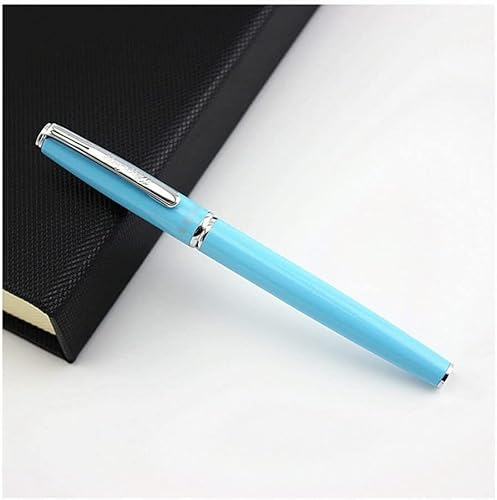 Füllfederhalter Füllfederhalter zum Schreiben, Stift im klassischen Design mit erstaunlichen Griffen, extrafeine Feder, Kalligrafiestift, Lackstift für Männer und Frauen, tragbar (blaue gebogene Fede von YLGTYUIK