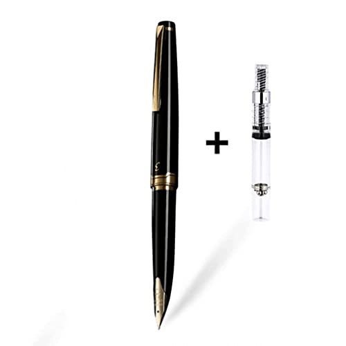 Füllfederhalter aus Metall, atemberaubender Luxus-Stift mit Konverter-Finish, Stifte, Geschenk für Männer und Frauen, professioneller Kalligrafie-Stift, Lackstift, tragbar (Schwarz F 0,5 – 0,6 mm) von YLGTYUIK