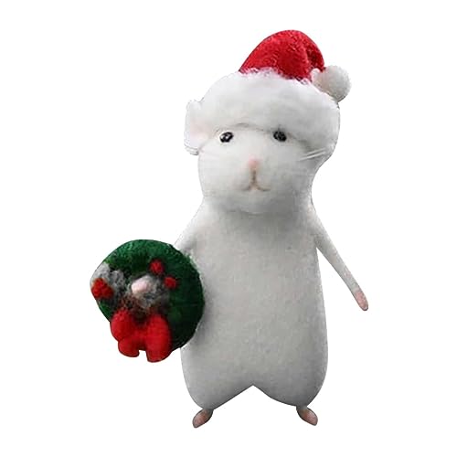 Filzmaus Halloween Ornament, Halloween mit Kürbis, Handgefertigte Nadelfilz-Maus, Filz Wolle Tiere Nadel Filz Weihnachtsmaus Dekorationen, Gefilzte Wolltiere Ornament für Zuhause (A, One Size) von YLLQXI