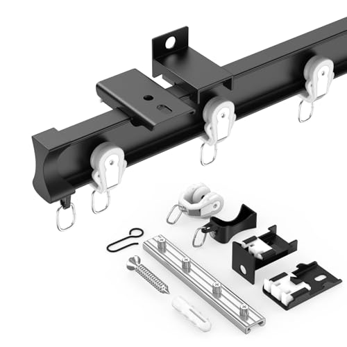 YLNANMI Flexible biegbare Aluminium-Vorhangschiene, Decken- oder Wandhalterung, 243,8 cm, Schiene, für Vorhänge, robuste Vorhänge, Schwarz YLNANMI Flexible biegbare Aluminium-Vorhangschiene, Decken- oder Wandhalterung, 243,8 cm, Schiene, für Vorhänge, robuste Vorhänge, Schwarz von YLNANMI