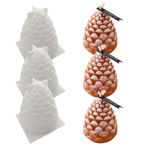 Weihnachts-Tannenzapfen-Kerzenformen, 3 Stück, kleine Größe, Kunstharz, Silikon, Seife, Bienenwachs, Schokolade, Fondant, Form für Aromatherapie, Epoxidharz, Beton, Geschenk, Ornament, DIY Weihnachts-Tannenzapfen-Kerzenformen, 3 Stück, kleine Größe, Kunstharz, Silikon, Seife, Bienenwachs, Schokolade, Fondant, Form für Aromatherapie, Epoxidharz, Beton, Geschenk, Ornament, DIY von YLOIJO