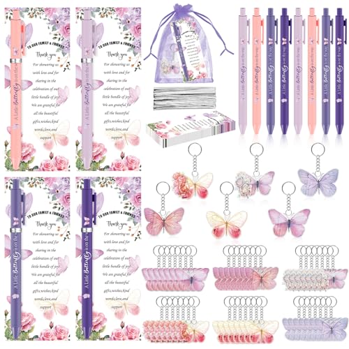 180 Stück Schmetterling Babyparty-Geschenke für Gäste, ein kleiner Schmetterling ist unterwegs, Partygeschenke, einziehbare Kugelschreiber, Schlüsselanhänger und Grußkarten, Großpackung zum Enthüllen 180 Stück Schmetterling Babyparty-Geschenke für Gäste, ein kleiner Schmetterling ist unterwegs, Partygeschenke, einziehbare Kugelschreiber, Schlüsselanhänger und Grußkarten, Großpackung zum Enthüllen von YLOLUL