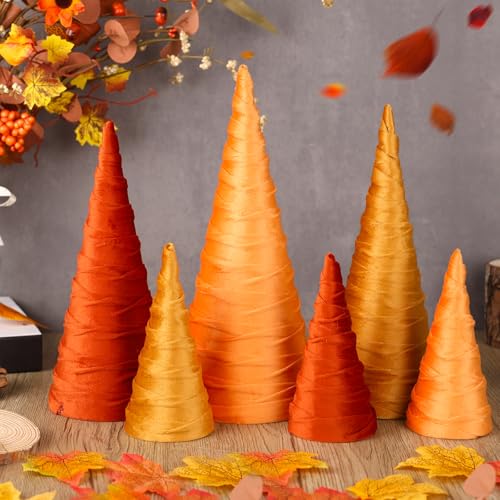Herbstbäume, Tischdekoration, Samt, Gelb, Orange, Rot, Kegelbäume für Thanksgiving, Party, Zuhause, Küche, Tisch, Regal, Dekoration, 30,5 cm, 25,4 cm, 15,2 cm, 6 Stück Herbstbäume, Tischdekoration, Samt, Gelb, Orange, Rot, Kegelbäume für Thanksgiving, Party, Zuhause, Küche, Tisch, Regal, Dekoration, 30,5 cm, 25,4 cm, 15,2 cm, 6 Stück von YLOLUL