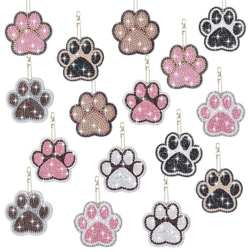 YLOLUL 16 Stück Hundepfotenförmige Diamantkunst-Schlüsselanhänger DIY Haustierpfoten-Diamant-Kunst-Schlüsselanhänger-Kits, Diamantkunst, doppelseitig, Katze, Hund, Pfotenmalerei, Schlüsselanhänger für YLOLUL 16 Stück Hundepfotenförmige Diamantkunst-Schlüsselanhänger DIY Haustierpfoten-Diamant-Kunst-Schlüsselanhänger-Kits, Diamantkunst, doppelseitig, Katze, Hund, Pfotenmalerei, Schlüsselanhänger für von YLOLUL