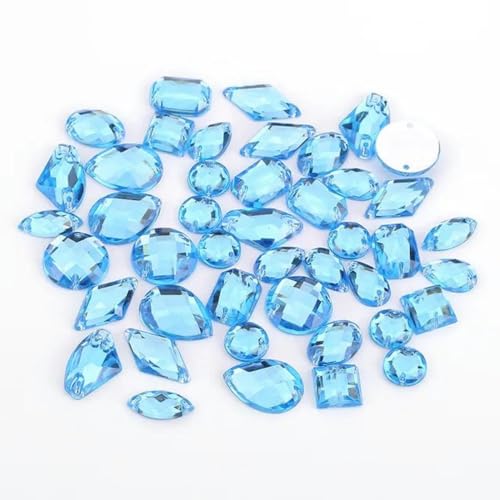 100 Stück Strasssteine in gemischten Formen, glitzernder Kristall, Acryl, zum Aufnähen auf flache Rückseite, Strasssteine für DIY-Kleidung, Nähperlen, Himmelblau 100 Stück Strasssteine in gemischten Formen, glitzernder Kristall, Acryl, zum Aufnähen auf flache Rückseite, Strasssteine für DIY-Kleidung, Nähperlen, Himmelblau von YLREAN