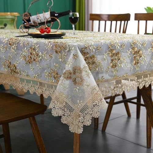 Rechteckige Tischdecke, runde Tischdecke, bestickte Spitze, Couchtisch-Tuch für Esstisch, Hochzeitsdekoration, Kaffeebraun, 85 x 85 cm Rechteckige Tischdecke, runde Tischdecke, bestickte Spitze, Couchtisch-Tuch für Esstisch, Hochzeitsdekoration, Kaffeebraun, 85 x 85 cm von YLREAN
