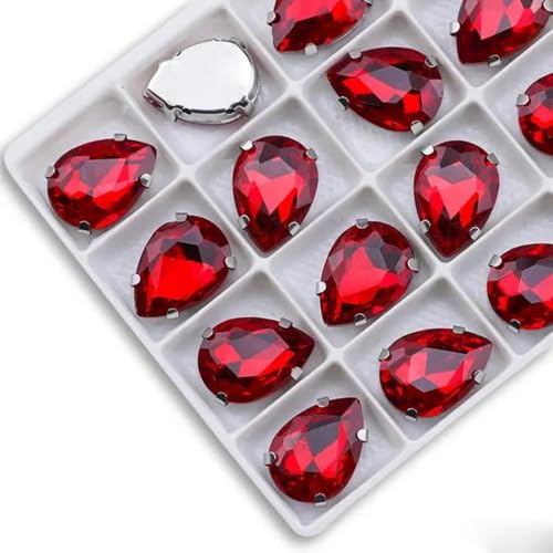Strasssteine zum Aufnähen in Tropfenform, birnenförmiger Wassertropfen-Nähstein, Glaskristall mit Klaue für Handarbeitszubehör, Rot, 5 x 8 mm, 30 Stück Strasssteine zum Aufnähen in Tropfenform, birnenförmiger Wassertropfen-Nähstein, Glaskristall mit Klaue für Handarbeitszubehör, Rot, 5 x 8 mm, 30 Stück von YLREAN