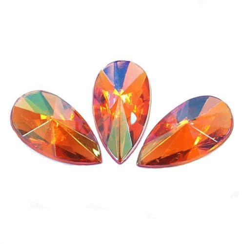 Tropfenförmige Acryl-Strasssteine, nicht Hot Fix, flache Rückseite, spitze Tropfen, Acryl-Strasssteine für Nagelkunst, Nagelkunst-Dekorationen, Orange AB, 9 x 18 mm, 50 Stück Tropfenförmige Acryl-Strasssteine, nicht Hot Fix, flache Rückseite, spitze Tropfen, Acryl-Strasssteine für Nagelkunst, Nagelkunst-Dekorationen, Orange AB, 9 x 18 mm, 50 Stück von YLREAN