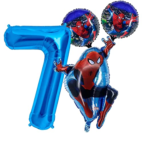 Geburtstag Party Set,Folienballon Geburtstagsdeko,Themenparty Folienballon,Zahl Folienballon Geburtstag Partyzubehör,Mädchen Junge Geburtstags Ballons Party Deko (Number 7) von YLS