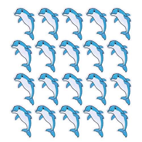 20 Stück Mini-Delphin-Aufnäher Zum Aufbügeln, 7 X 4 Cm, Nähaufkleber für Herren und Damen, Aufnäher für Kleidung, Rucksack, Kleidung, Accessoires, Aufkleber von YLSZHY