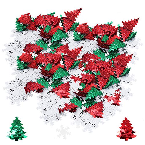 60 G Glitzerndes Weihnachtskonfetti, Konfetti in Form eines Weihnachtsbaums und Weißer Schneeflocken für die Dekoration zu Hause, Weihnachten, Party, Urlaub, Festival, Rot, Grün, Weiß von YLSZHY