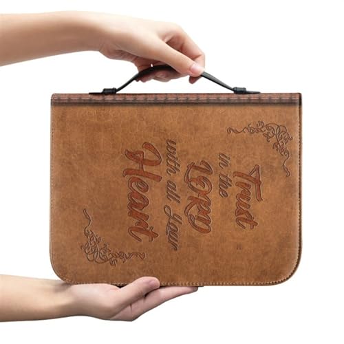 YLWX Bibelhülle Aus PU-Leder, Aufbewahrungstasche for Hörsaalbücher, Schützende Bibel Hülle for Studentenbücher (Color : Brown Letter, Size : XXL) von YLWX