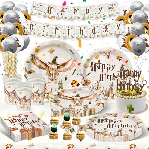 Wizard Geburtstags Deko, 111 Stück Magischer Wizard Partygeschirr Set, Magischer Party Deko mit Pappteller Kindergeburtstag Tassen Servietten Tischdecke Banner Luftballons Wizard Geburtstags Deko, 111 Stück Magischer Wizard Partygeschirr Set, Magischer Party Deko mit Pappteller Kindergeburtstag Tassen Servietten Tischdecke Banner Luftballons von YLXQJIN