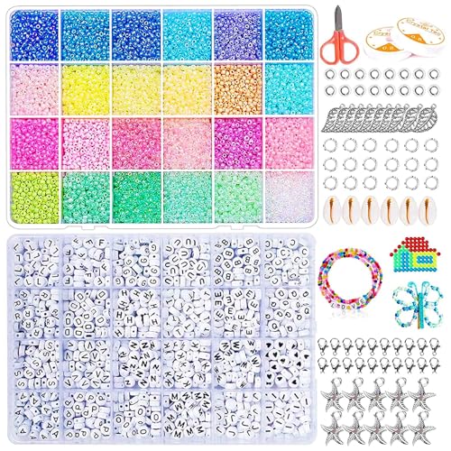 YLXQJIN Mini Glasperlen, 3mm Perlen zum Auffädeln, 24 Bunte Mini Glasperlen mit 1200 Buchstaben und Herzförmig Perlen Selber Machen Armbänder Charm Kit für DIY Armband Schmuckherstellung-13708 Stück YLXQJIN Mini Glasperlen, 3mm Perlen zum Auffädeln, 24 Bunte Mini Glasperlen mit 1200 Buchstaben und Herzförmig Perlen Selber Machen Armbänder Charm Kit für DIY Armband Schmuckherstellung-13708 Stück von YLXQJIN