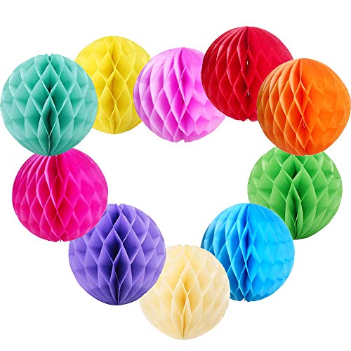 YLY's love Papier Wabenbälle Seidenpapier Dekoration 10er 20cm Papier Honeycomb Balls pompom Deko zum Aufhängen schöne Dekor für Geburtstag Hochzeitsfest Party Wohnungdeko Mehrfarbig von YLY's love