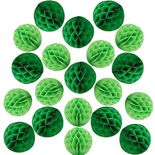YLY's love Papier Wabenball Dekoration 20 Stück 10cm 15cm Honeycomb Balls pompom Deko zum Aufhängen Dekor für Geburtstag Hochzeitsfest Party Brautduschen Wohnungdeko (10cm ,15cm-Grün Set) von YLY's love