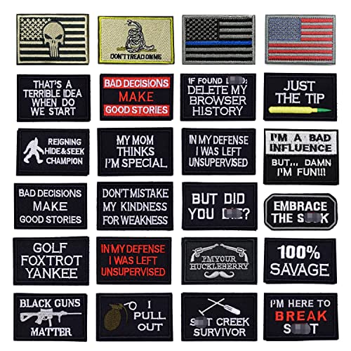 YLY Klettverschluss-Aufnäher, taktische Moral-Stickerei, bestickt, Militär, lustig, Wort-Klettverschluss, für Mützen, Taschen, Rucksäcke, taktische Ausrüstung, Motorrad-Biker-Weste, 24 Stück YLY Klettverschluss-Aufnäher, taktische Moral-Stickerei, bestickt, Militär, lustig, Wort-Klettverschluss, für Mützen, Taschen, Rucksäcke, taktische Ausrüstung, Motorrad-Biker-Weste, 24 Stück von YLY