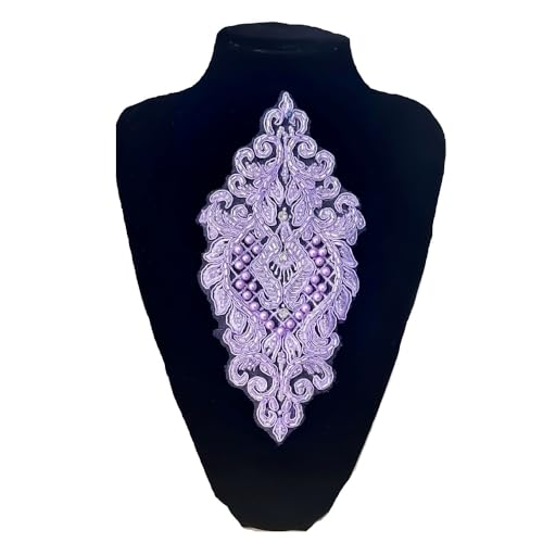 1 x Perlenstickerei-Tuch-Patch, Rautenapplikation, DIY-Hochzeitskleid, Bekleidungszubehör von YM YOUMU