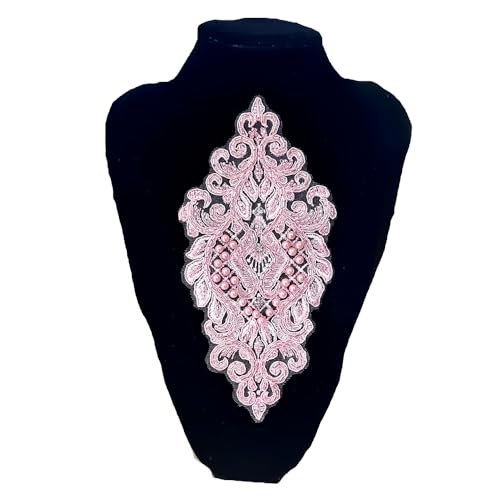 1 x Perlenstickerei-Tuch-Patch, Rautenapplikation, DIY-Hochzeitskleid, Bekleidungszubehör von YM YOUMU