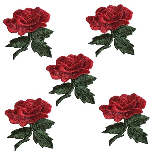 5 x Stickerei-Rosen-Aufnäher zum Selbermachen, Kleidung, Dekoration, Zubehör 5 x Stickerei-Rosen-Aufnäher zum Selbermachen, Kleidung, Dekoration, Zubehör von YM YOUMU