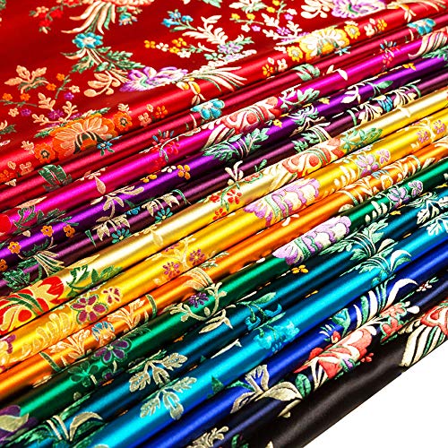 Satin Faux Seidenstoff Chinesisch Jahrgang Damast Brokatstoff Begonienblume Chinese Brocade Fabric zum Tasche Kostüm Tischdecke (Lila, Verkauft per Meter) von YM YOUMU