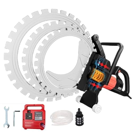 YMAOMAO Elektrische Betonsäge, verbesserte 8900-W-Toroidal-Betonsäge, bürstenlose Ringsäge ohne Einstellung mit 41-, 52- und 60-cm-Sägeblättern, Nasswasserzufuhr und Staubabsaugung,40cmCutDpth von YMAOMAO