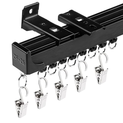 Deckenvorhangschienen-Set, 4,5 m, Deckenvorhangschiene oder Wand, schwarz, robuste Vorhangstange, Raumteiler, Deckenschienen-Set mit Clips, geeignet für Wohnzimmer, Schlafzimmer, Badezimmer Deckenvorhangschienen-Set, 4,5 m, Deckenvorhangschiene oder Wand, schwarz, robuste Vorhangstange, Raumteiler, Deckenschienen-Set mit Clips, geeignet für Wohnzimmer, Schlafzimmer, Badezimmer von YMDparts