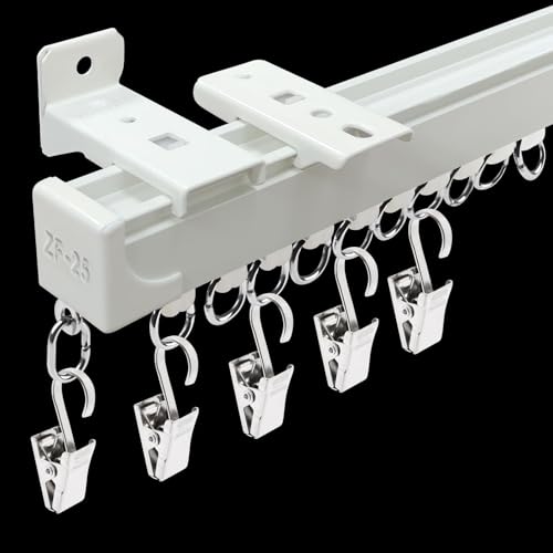 Deckenvorhangschienen-Set, 4,5 m, Deckenvorhangschiene oder Wand, weiß, strapazierfähig, Raumteiler, Deckenschienen-Set mit Clips, geeignet für Wohnzimmer, Schlafzimmer, Badezimmer Deckenvorhangschienen-Set, 4,5 m, Deckenvorhangschiene oder Wand, weiß, strapazierfähig, Raumteiler, Deckenschienen-Set mit Clips, geeignet für Wohnzimmer, Schlafzimmer, Badezimmer von YMDparts