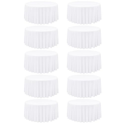 10 Packs weiße runde Tischdecke 120 Zoll kreisförmige Tischdecke Fleck und resistent waschbar Polyester runde Tischdecken Tischabdeckung für Hochzeit, Geburtstag, Partys, Abendessen dekor 10 Packs weiße runde Tischdecke 120 Zoll kreisförmige Tischdecke Fleck und resistent waschbar Polyester runde Tischdecken Tischabdeckung für Hochzeit, Geburtstag, Partys, Abendessen dekor von YMHPRIDE
