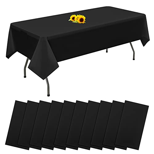 10 Packungen Einweg-Tischdecken Schwarz rechteckige Kunststoff-Tischdecke 137 cm x 274 cm Premium-schmutzabweisende/wasserdichte Tischdecken für Geburtstag,Hochzeit,Party,Grillen,Picknick-Dekoration von YMHPRIDE