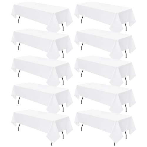 10 Packungen weiße, rechteckige Polyester-Tischdecke, 153 x 260 cm, Tischdeckenbezug aus Polyesterstoff, für rechteckige Tische im Innen- und Außenbereich,Hochzeit,Geburtstag,Party,Tischdekoration 10 Packungen weiße, rechteckige Polyester-Tischdecke, 153 x 260 cm, Tischdeckenbezug aus Polyesterstoff, für rechteckige Tische im Innen- und Außenbereich,Hochzeit,Geburtstag,Party,Tischdekoration von YMHPRIDE