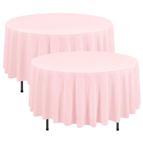 2er-Pack Rosa Runde Tischdecken, 229 cm, Polyester, Flecken- und resistent, waschbar, Tischdecke für Hochzeit, Geburtstag, Partys, Bankett, Tischdekoration 2er-Pack Rosa Runde Tischdecken, 229 cm, Polyester, Flecken- und resistent, waschbar, Tischdecke für Hochzeit, Geburtstag, Partys, Bankett, Tischdekoration von YMHPRIDE